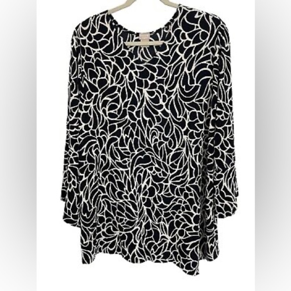 Chico's Black and White Patterned Blouse